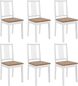 vidaXL Krzesła z poduszkami, 6 szt., białe, lite drewno 1
