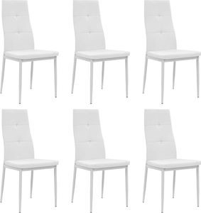 vidaXL Krzesła stołowe, 6 szt., białe, sztuczna skóra 1