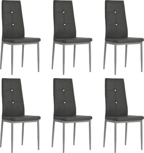 vidaXL Krzesła stołowe, 6 szt., szare, sztuczna skóra 1