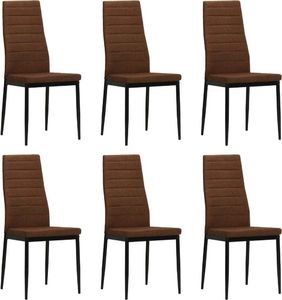 vidaXL Krzesła stołowe, 6 szt., brązowe, tkanina 1