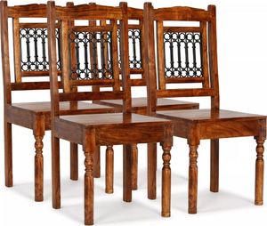 vidaXL Krzesła z litego drewna stylizowanego na sheesham, 4 szt. 1