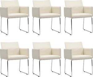 vidaXL Krzesła stołowe, 6 szt., stylizowane na lniane, białe, tkanina 1