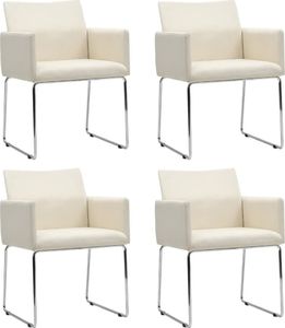 vidaXL Krzesła stołowe, 4 szt., stylizowane na lniane, białe, tkanina 1