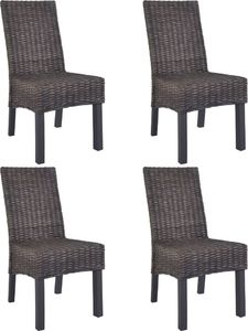 vidaXL Krzesła stołowe, 4 szt., brązowe, rattan Kubu i drewno mango 1