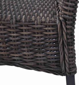 vidaXL Krzesła stołowe, 4 szt., brązowe, rattan Kubu i drewno mango 6