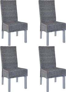 vidaXL Krzesła stołowe, 4 szt., szare, rattan Kubu i drewno mango 1