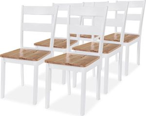 vidaXL Krzesła stołowe, 6 szt., białe, lite drewno kauczukowe 1