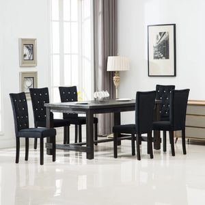 vidaXL Krzesła stołowe, 6 szt., czarne, aksamitne 1