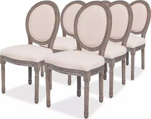 vidaXL Krzesła stołowe, 6 szt., kremowe, tkanina 1