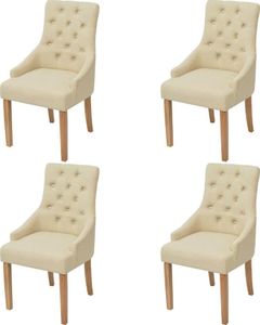 vidaXL Krzesła stołowe, 4 szt., kremowe, tkanina 1