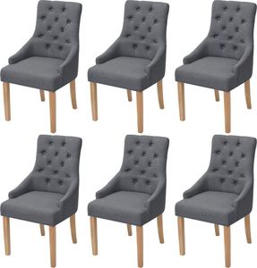 vidaXL Krzesła stołowe, 6 szt., ciemnoszare, tkanina 1