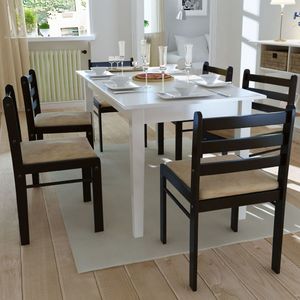 vidaXL Krzesła stołowe, 6 szt., brązowe, lite drewno i aksamit 1