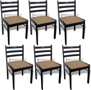 vidaXL Krzesła stołowe, 6 szt., brązowe, lite drewno i aksamit 2