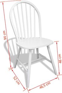 vidaXL Krzesła stołowe, 6 szt., białe, lite drewno (272090) - 272090 6