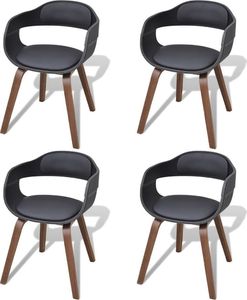 vidaXL Krzesła stołowe, 4 szt., czarne, gięte drewno i sztuczna skóra 1