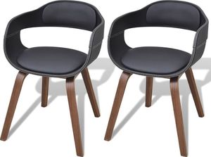 vidaXL Krzesła stołowe, 2 szt., czarne, gięte drewno i sztuczna skóra 1