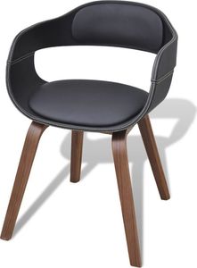 vidaXL Krzesła stołowe, 2 szt., czarne, gięte drewno i sztuczna skóra 3