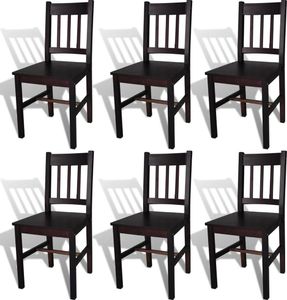 vidaXL Krzesła stołowe, 6 szt., brązowe, drewno sosnowe 1