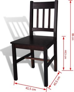 vidaXL Krzesła stołowe, 6 szt., brązowe, drewno sosnowe 5