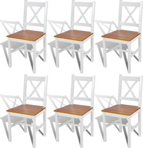 vidaXL Krzesła stołowe, 6 szt., białe, drewno sosnowe 1