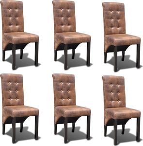 vidaXL Krzesła stołowe, 6 szt., brązowe, sztuczna skóra 1