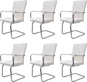 vidaXL Krzesła stołowe, 6 szt., białe, sztuczna skóra 2