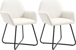 vidaXL Krzesła do jadalni, 2 szt., kremowe, tapicerowane tkaniną 1