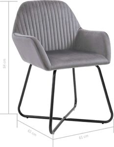 vidaXL Krzesła do jadalni, 2 szt., szare, aksamit 8