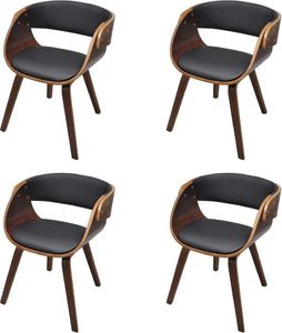vidaXL Krzesła stołowe, 4 szt., brązowe, gięte drewno i sztuczna skóra 2