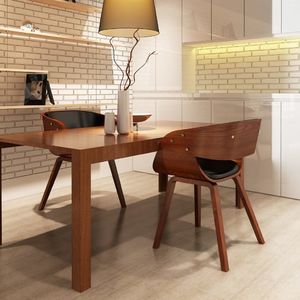 vidaXL Krzesła stołowe, 2 szt., brązowe, gięte drewno i sztuczna skóra 1