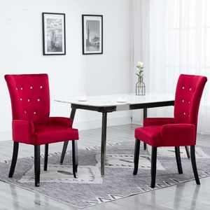 vidaXL Krzesło jadalniane z podłokietnikami, czerwone, aksamitne 1