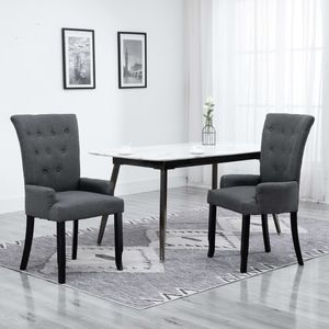 vidaXL Krzesło jadalniane z podłokietnikami, szare, materiałowe 1