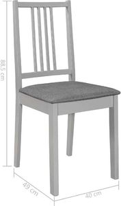 vidaXL Krzesła z poduszkami, 4 szt., szare, lite drewno 7