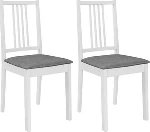 vidaXL Krzesła z poduszkami, 2 szt., białe, lite drewno 1