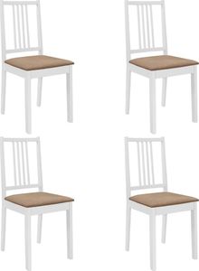 vidaXL Krzesła z poduszkami, 4 szt., białe, lite drewno 1