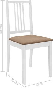 vidaXL Krzesła z poduszkami, 4 szt., białe, lite drewno 7