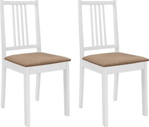 vidaXL Krzesła z poduszkami, 2 szt., białe, lite drewno 1