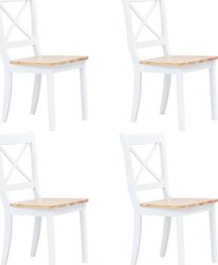 vidaXL Krzesła jadalniane, 4 szt., biało-brązowe, drewno kauczukowca 1
