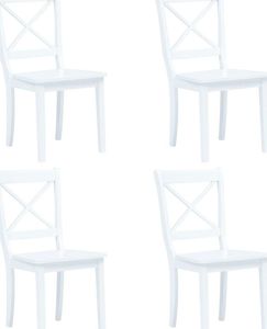 vidaXL Krzesła jadalniane, 4 szt., białe, lite drewno kauczukowca 1