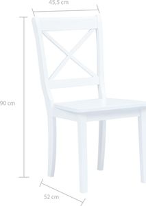 vidaXL Krzesła jadalniane, 2 szt., białe, lite drewno kauczukowca 7