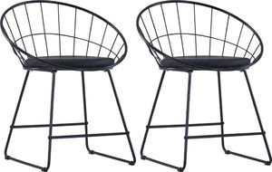 vidaXL Krzesła z siedziskami ze sztucznej skóry, 2 szt., czarne, stal 1