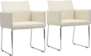 vidaXL Krzesła stołowe, 2 szt., stylizowane na lniane, białe, tkanina 1