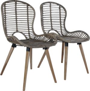 vidaXL Krzesła stołowe, 2 szt., brązowe, naturalny rattan 1
