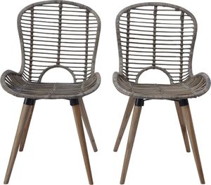vidaXL Krzesła stołowe, 2 szt., brązowe, naturalny rattan 2