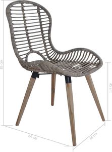 vidaXL Krzesła stołowe, 2 szt., brązowe, naturalny rattan 8
