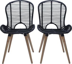 vidaXL Krzesła stołowe, 2 szt., czarne, rattan 2