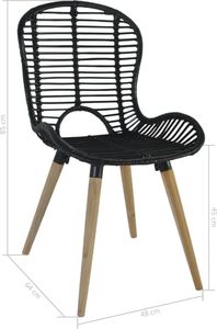 vidaXL Krzesła stołowe, 2 szt., czarne, rattan 8