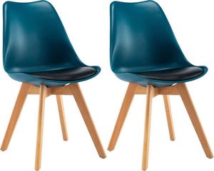 vidaXL Krzesła stołowe, 2 szt., turkusowo-czarne, sztuczna skóra 1