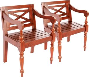 vidaXL Krzesła Batavia, 2 szt., ciemnobrązowe, lite drewno mahoniowe 1