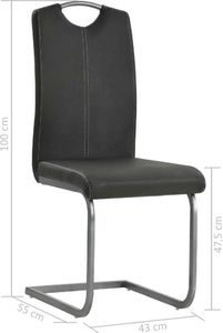 vidaXL Krzesła stołowe, 2 szt., szare, sztuczna skóra 8